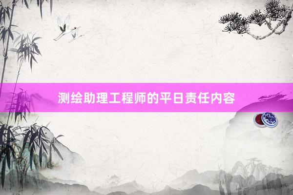 测绘助理工程师的平日责任内容