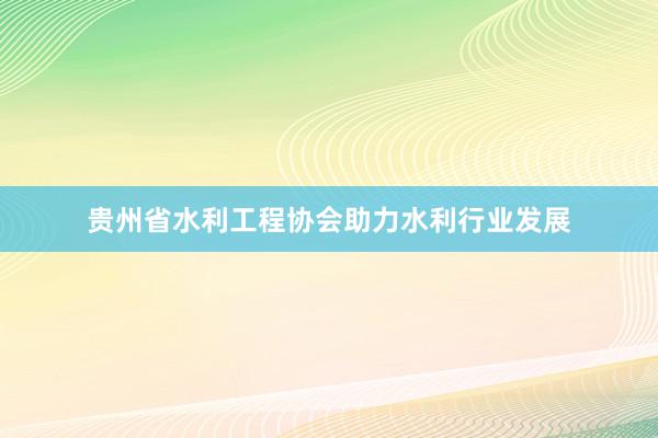 贵州省水利工程协会助力水利行业发展